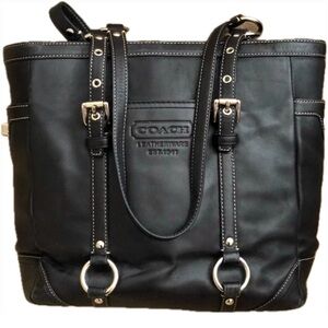 Coach Gallery Tote Black Leather Purse Handbag H0820-F11524 Black Leather